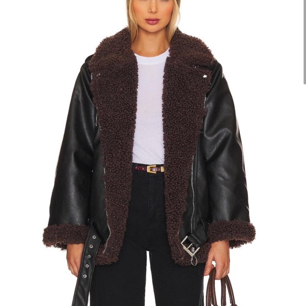 WeWoreWhat Oversized Sherpa Moto Jacket